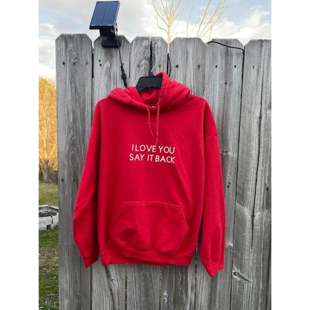 Gildan Red I Love You Say It Back Graphic Hoodie‎ Sweatshirt Mens Large